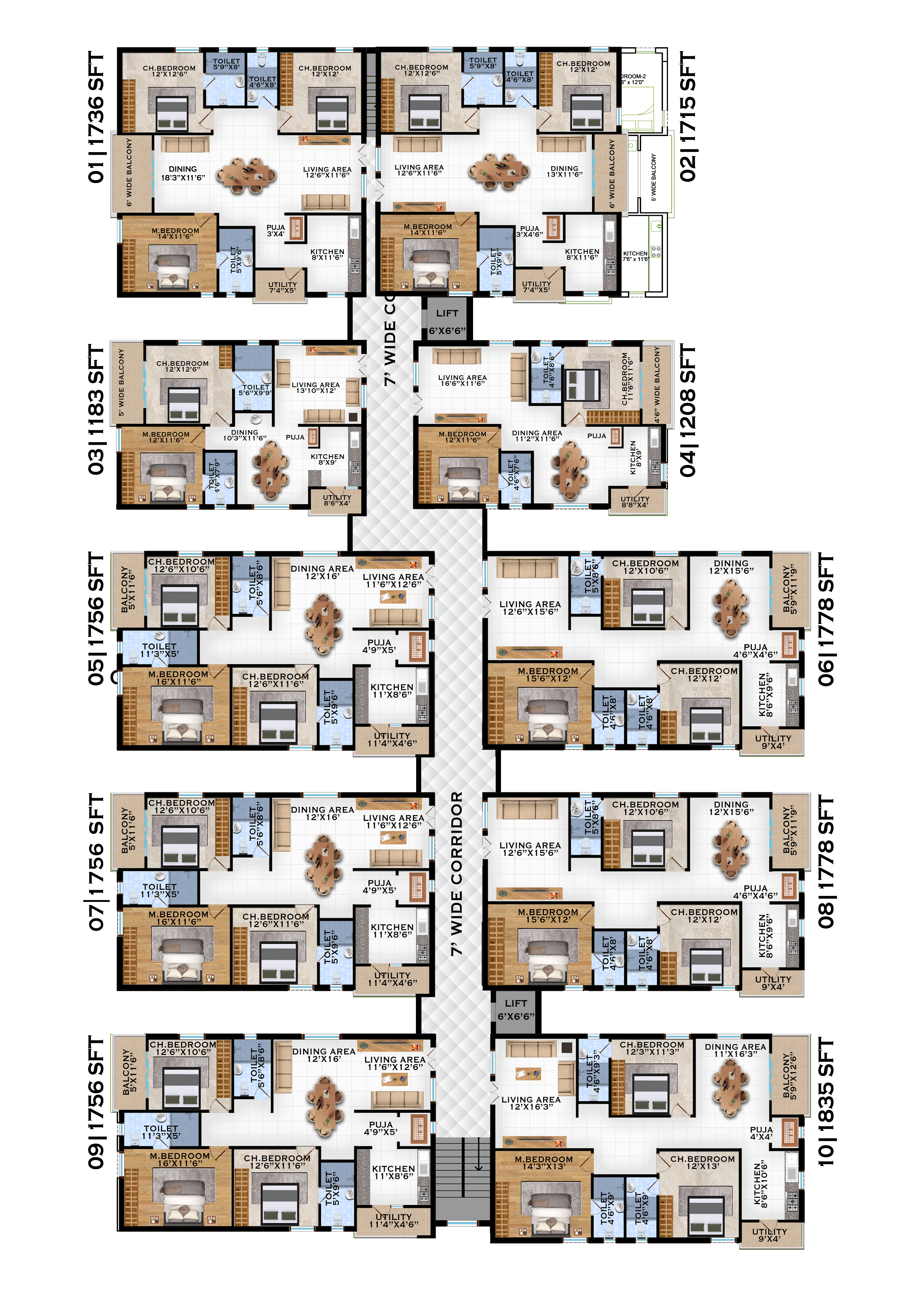 Block Kush Site Plan — 10 Units per Floor